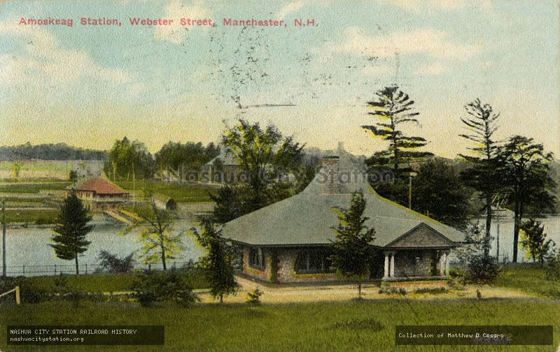 Postcard: Amoskeag Station, Webster Street, Manchester, New Hampshire